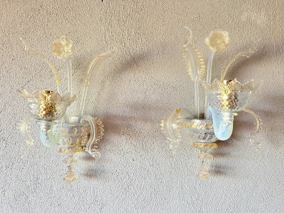 Vintage paar Murano wandlampen – Metaal, Murano Glas (photo 11 of 14)