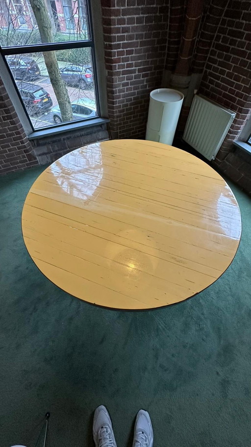 Ronde Design Tafel Van Sloophout Stijl Piet Hein Eek 140 X 73 Cm