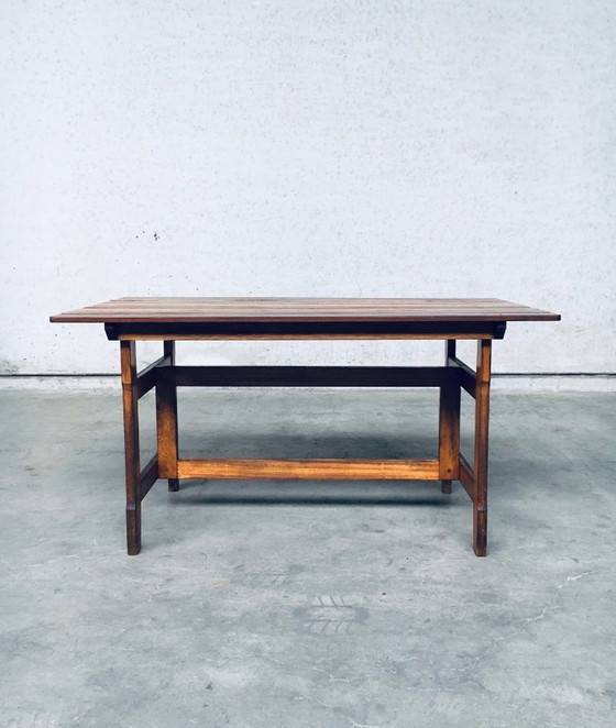 Image 1 of Table de jardin ou de cuisine en bois patiné, design années 1970