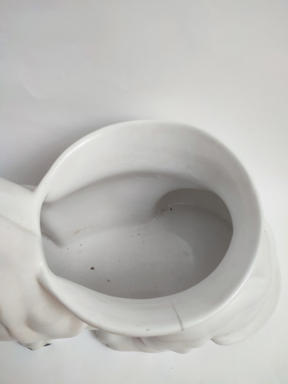 Pot de fleurs vintage en céramique blanche avec un chien kitsch – Cache pots, Ceramic (photo 6 of 8)