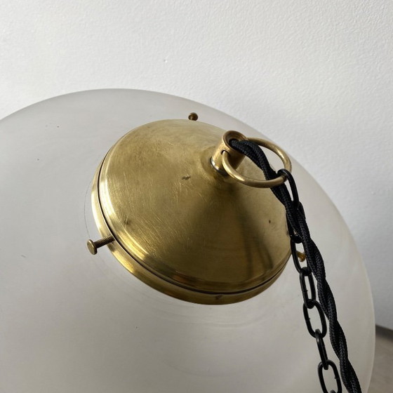 Image 1 of Vintage Art Deco XL halfronde hanglamp