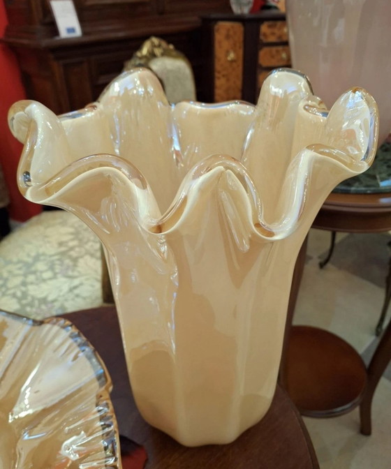 Image 1 of Jarrón y centro de mesa de cristal de Murano