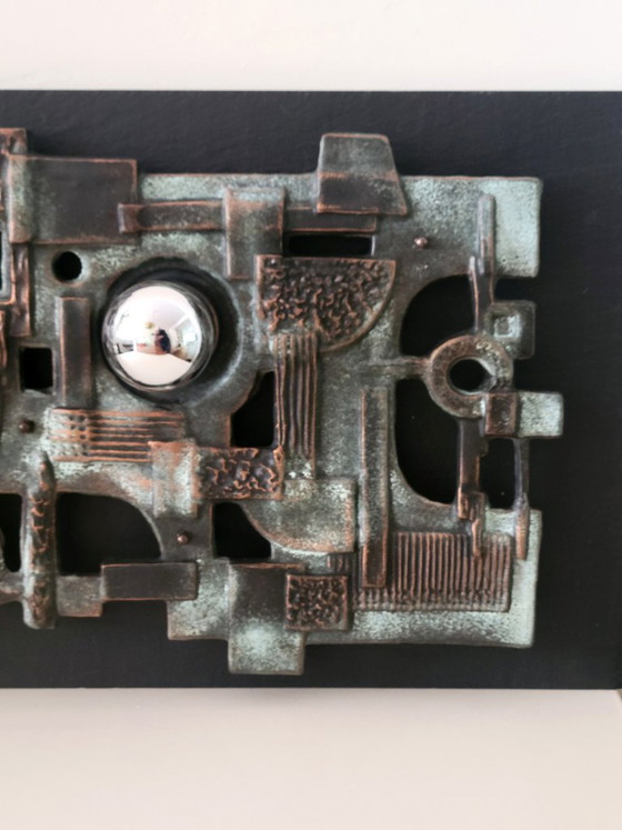 Brakelmann & Becker Brutalist Ceramic Wall Relief with Lighting, Germany 1970, Brackelmann & Becker (photo 6 of 10)