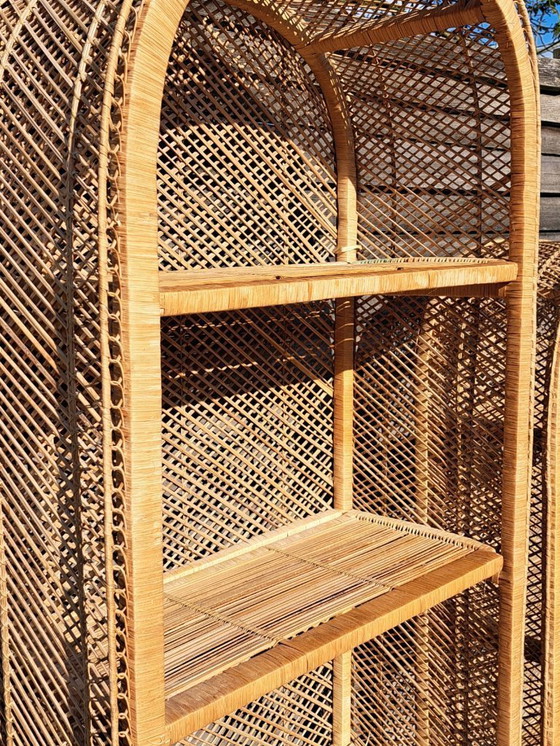 Image 1 of 2 Vintage boekenplanken van bamboe en rotan, jaren 60