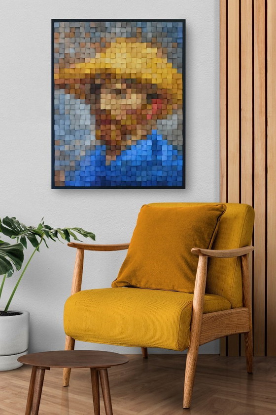 Image 1 of Van Gogh in Pixels – Wooden Mosaic Portrait