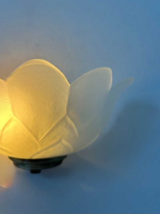 Image 1 of Coppia di applique vintage in ottone e vetro sabbiato, Francia, 1970