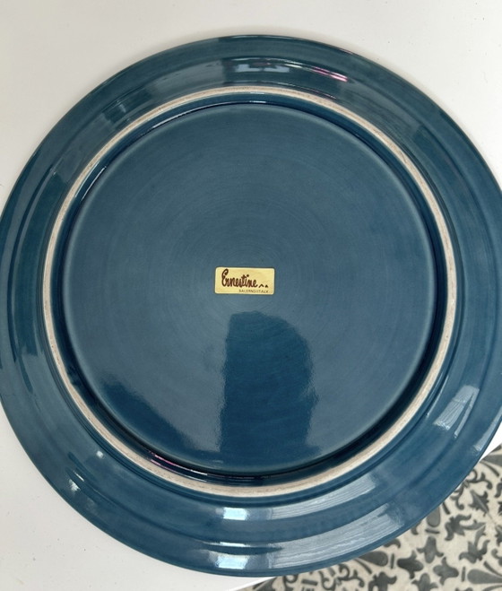 Ernestine Salerno Italy Onestini Blauw Vintage Art MCM Keramiek Presentatieschaal 28cm – Wanddecoratie (photo 2 of 5)