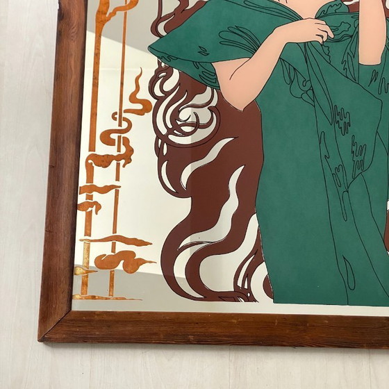 Image 1 of Absinth Robette Jugendstil Werbung Bemalter Spiegel