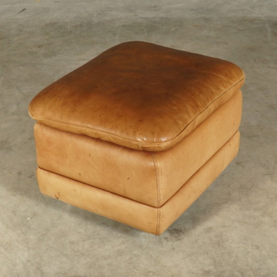 Image 1 of Fauteuil vintage en cuir avec repose-pieds – Hans Kaufeld – années 1970