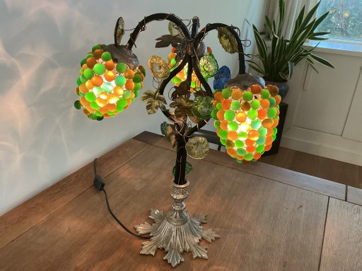 Lampe Raisin Italienne Vintage - Hollywood Regency - Verre de Murano à 3 Bras