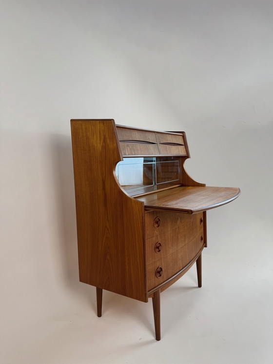 Image 1 of Gunnar Falsig for Holstebro Møbelfabrik – Sculpted Danish Teak Secretary