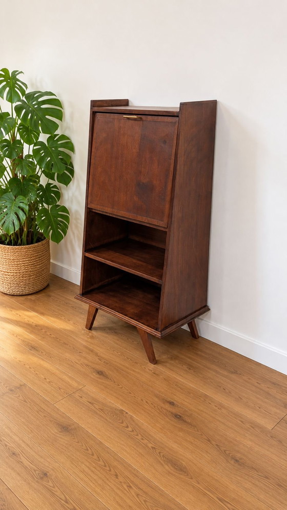 Scrittoio segretario vintage di design scandinavo – Scrivanie, Legno, Ottone (photo 2 of 5)