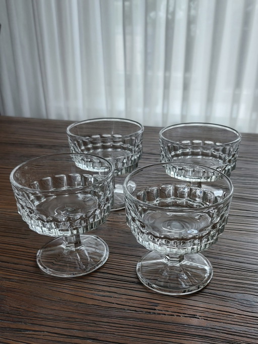 4 coupes à champagne en cristal / verres vintage