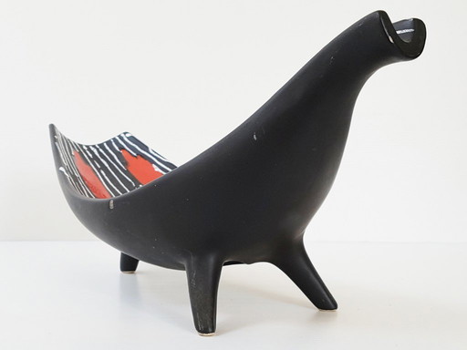 GABRIEL FOURMAINTRAUX DESVRES ZOOMORPHIC CERAMIC FRUIT BOWL 1950 VINTAGE