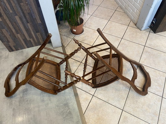 Image 1 of Coppia N2 di sedie antiche in canna e legno del 1900