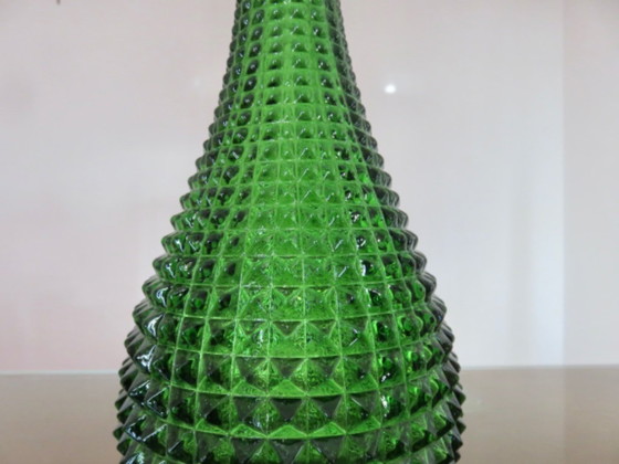 Image 1 of Empoli Italië karaf van groen diamantvormig glas