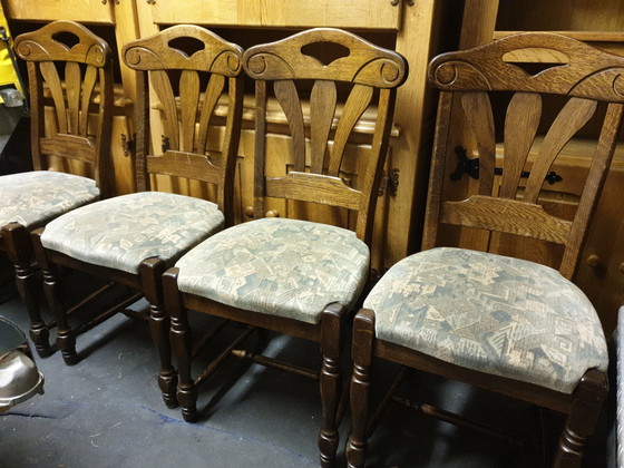 Image 1 of 6 eiken eetkamer stoelen 