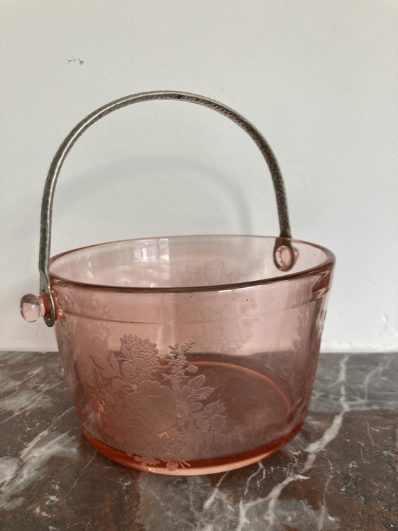 Cambridge depressie glas mandje ijsblokjes cooler peach glas roze – Tafelaccessoires, Metal (photo 3 of 7)