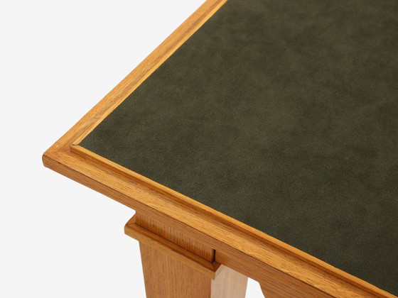 Image 1 of Maxime Old French eikenhouten speeltafel met messing details en groen suède, 1940