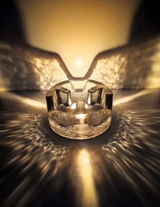 Vintage Georgshütte Rechaud / Pedestal / Tea Light Holder / Fire and Ice Glass, Candle holders, Transparent (photo 4 of 8)