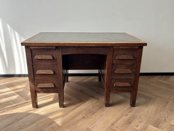 Image 1 of 1920s Vintage Oak Desk with Drawers