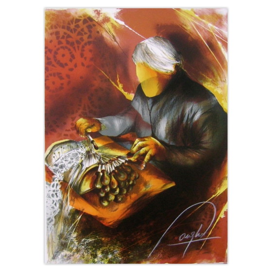 Image 1 of Raymond POULET Trades - De Kantwerkster Gesigneerde lithografie 1984