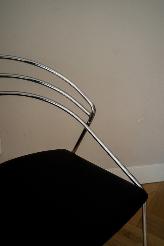 2 Vintage Design 80’s Stilistische Draadstaal Stoelen Chroom – Eetkamerstoelen, Leather (photo 5 of 10)
