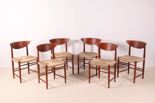 6x Peter Hvidt & Orla Mølgaard Nielsen Esszimmerstuhl Modell 316 in Teak