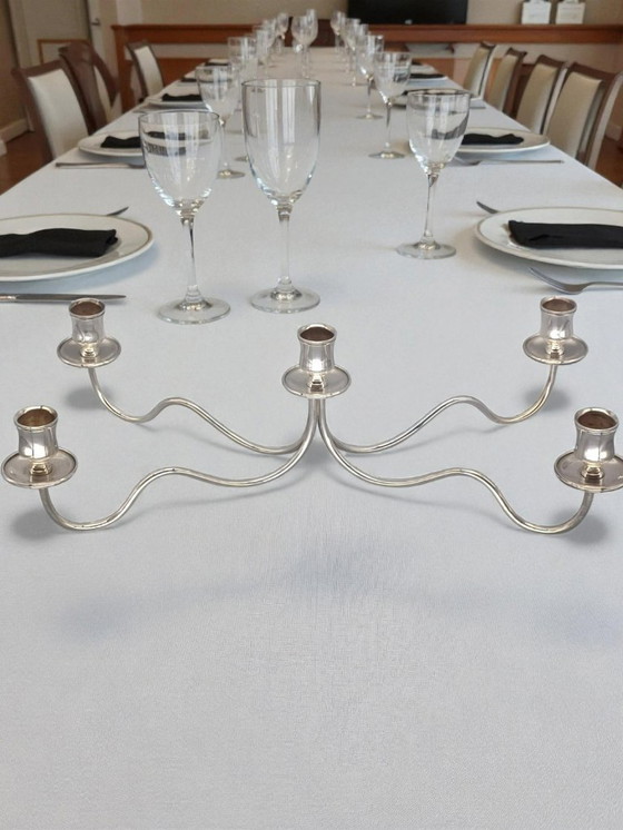 Image 1 of Candelabro a cinque bracci in metallo argentato, punzonato