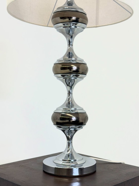 Image 1 of Space Age Tischlampe mit skulpturalem Chromfuß