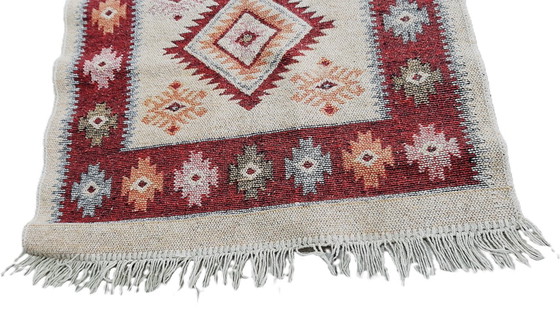 Image 1 of Vintage geometric-patterned flatweave kilim rug