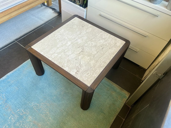 Mid-century Italian designer coffee table in travertine marble – vintage, Wood (photo 5 of 8)