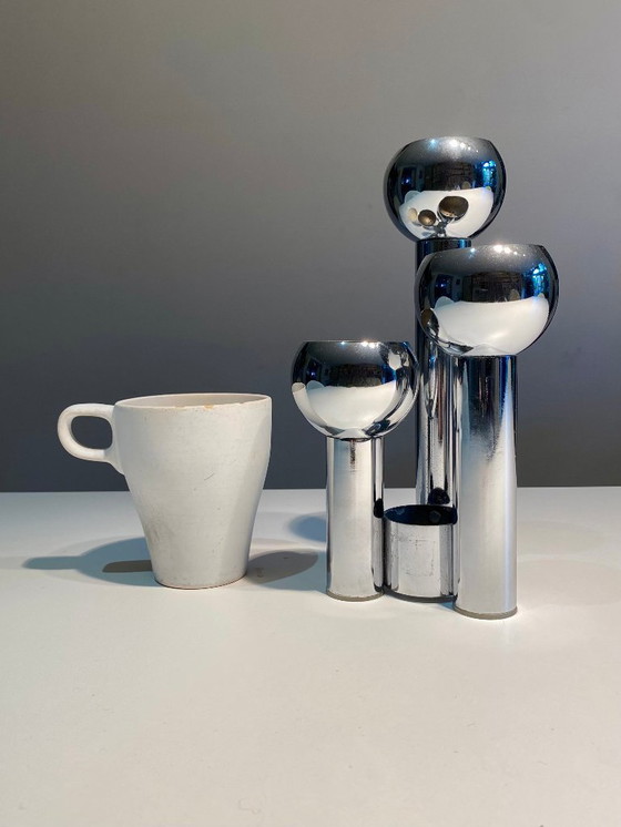 Image 1 of Vintage chrome candlestick in Space Age style