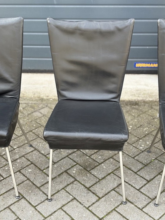 Orea Stoelen 6 Stuks – Label van den Berg, Eetkamerstoelen, Leather, Chrome (photo 8 of 17)
