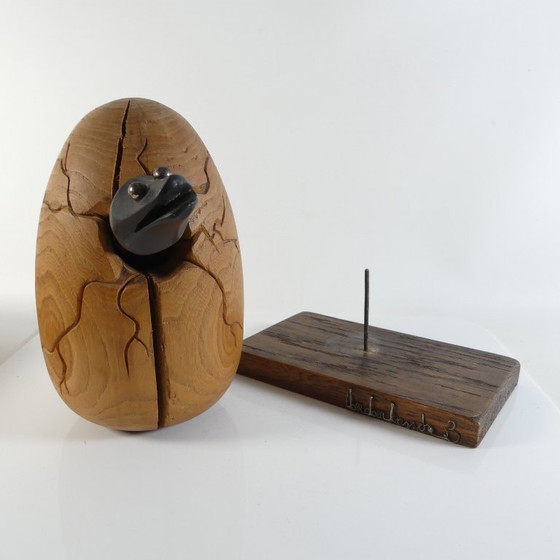 Scultura in legno firmata, raffigurante un serpente che si schiude da un uovo. – Sculture, Metal, Wood (photo 6 of 6)