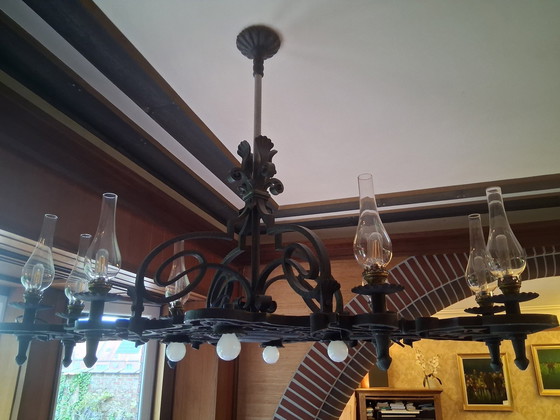 Image 1 of Handcrafted Wrought Iron Set of 3 Lusters