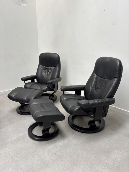 Paire de fauteuils Relax Stressless en cuir noir