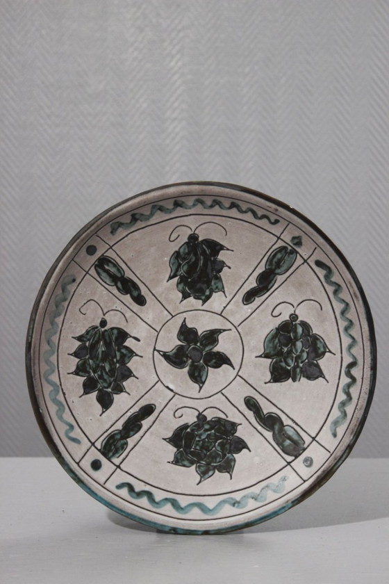 Image 1 of Alain Maunier en Vallauris - Gran plato decorativo de pared con decoración de óxido, años 60