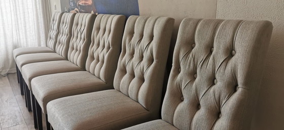 Image 1 of 6 beige stoelen/ 6 beige chairs