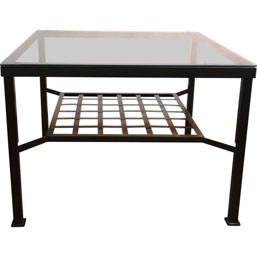 Tavolino da caffè vintage in ferro granas con piano in vetro di Ikea