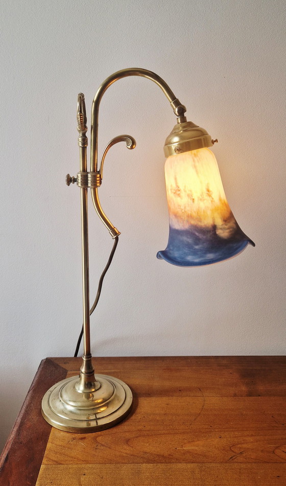 Image 1 of Art Nouveau stijl lamp- Messing en glaspasta- 1920's