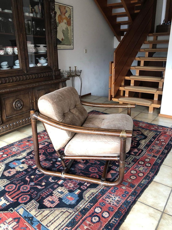 Image 1 of Pierantonino Bonacina 1974 – Set di sedute originale in rattan (divano, 2 poltrone, tavolo)


