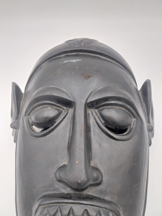 1 x ceramic African mask 1970s 33 x 23 x 8cm – Wall decoration (photo 3 of 7)