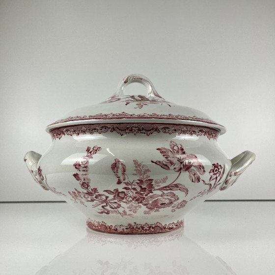 Sopera Sarreguemines, modelo "Fontange", roja, 1918-1950 – Loza, Ceramic, Vintage (photo 12 of 14)