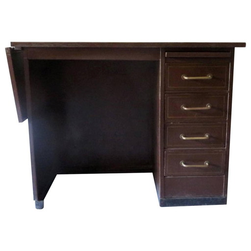 Petit bureau en métal avec rallonge par Roneo, France, années 1920
