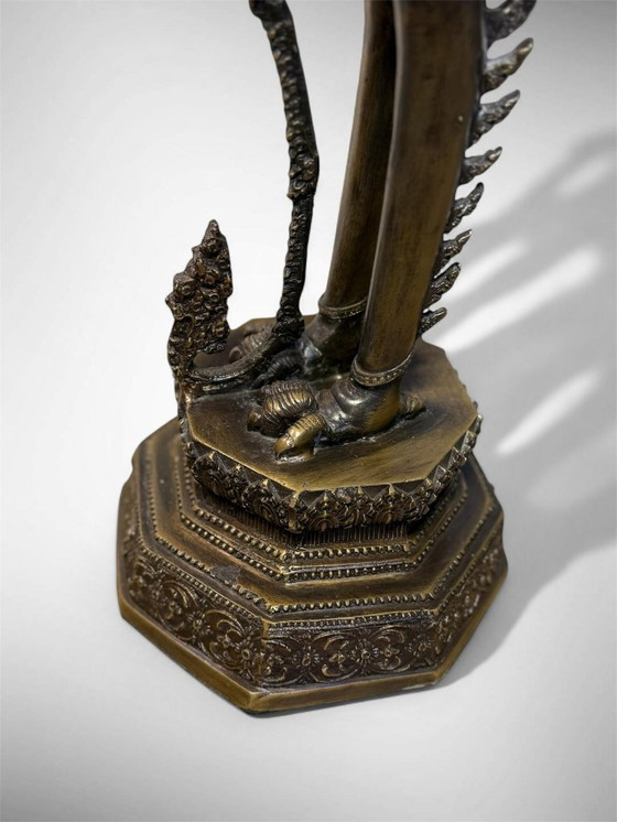 Image 1 of Scultura/lampada antica asiatica in bronzo raffigurante una fenice