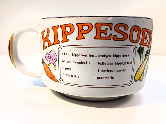 Image 1 of (W007) Complete vintage set of 6 soup bowls with recipes – 70s retro classics