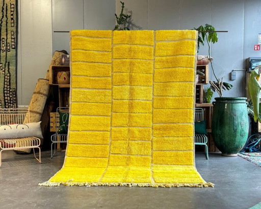 Yellew Moroccan rug, Authentic Moroccan rug, Berber carpet, Genuine Wool rug, Handmade rug, Beni ourain style 3X2m