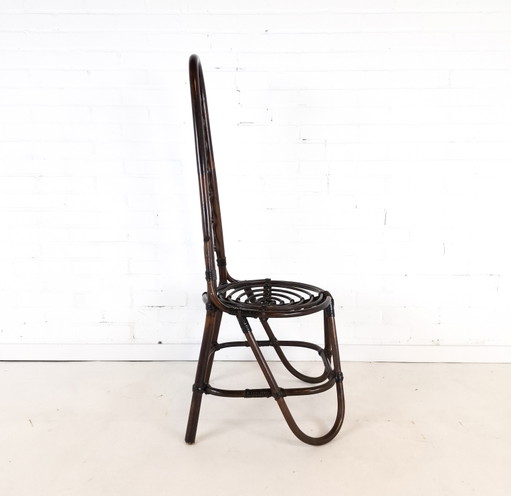 Chaise vintage en bambou/roseau marron foncé Rohe Noordwolde