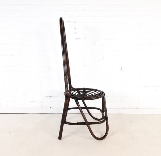 Image 1 of Chaise vintage en bambou/roseau marron foncé Rohe Noordwolde